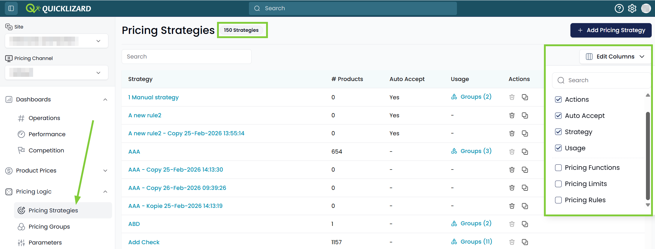 Pricing Strategy Index Page