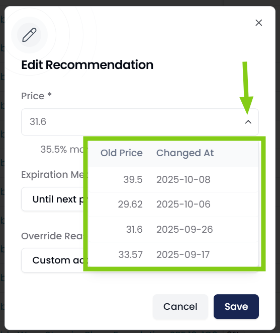 Revert to Shelf Price