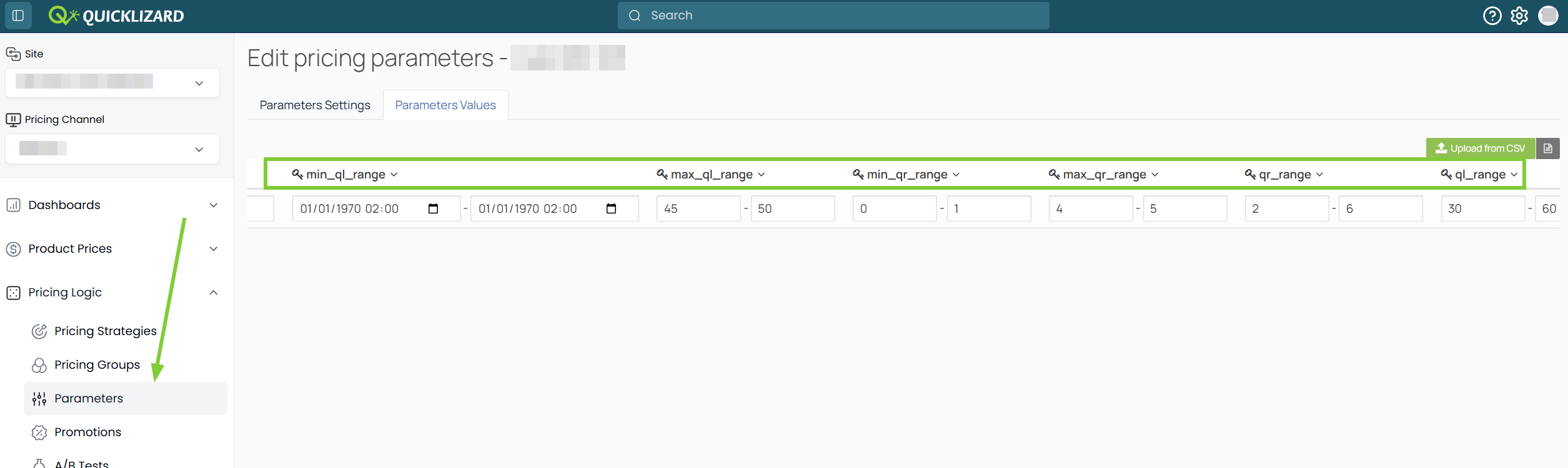Parameter Sheet Increased Keys