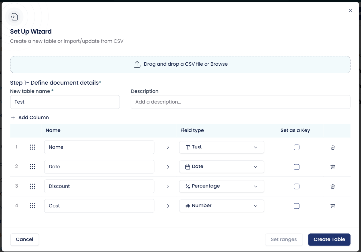Parameter Sheet - Wizard